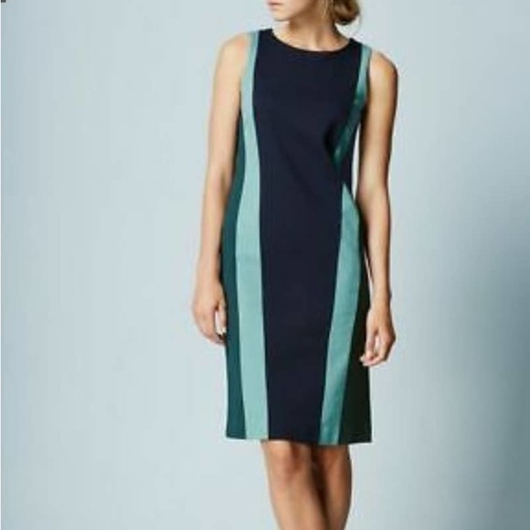 Boden Ponte Knit Color Block Striped Sheath Dress Blue Size 4 - Picture 3 of 12